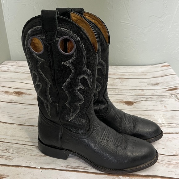 Black Leather Cowboy Boots - Picture 2 of 11